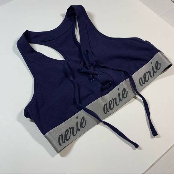 Med Aerie blue lace up front sports bra - Picture 2 of 13